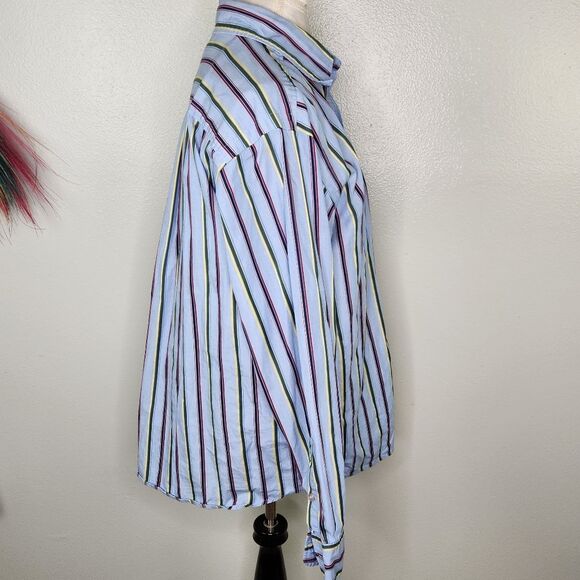 The Echo Unlimited The Classic Woven Shirt Blue Stripe Button Down Size Large - Picture 5 of 10